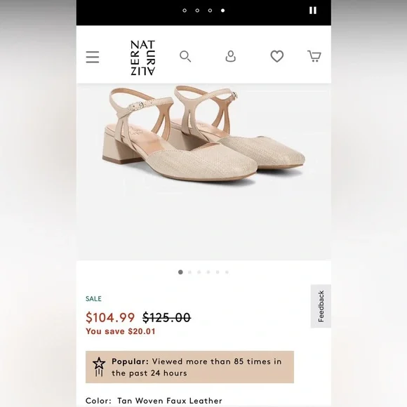 NATURALIZER COMFORT HATTIE STRAPPY DRESS SHOE (WIDE) - Picture 2 of 7